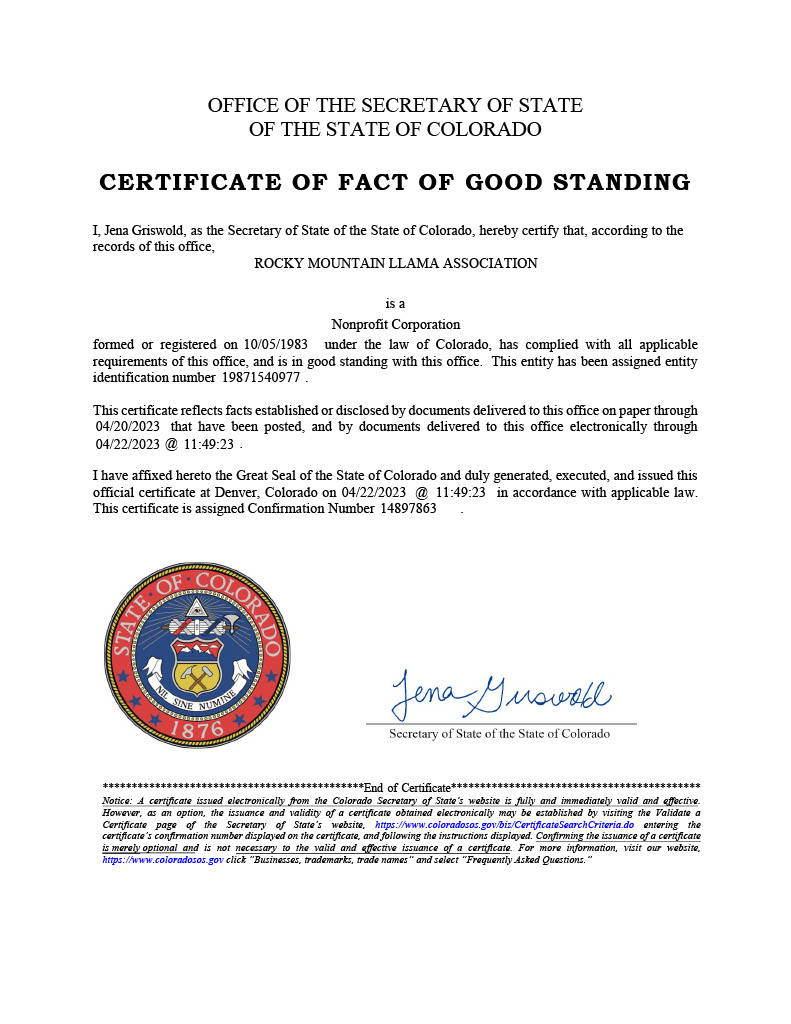 2023 Certificate of Good Standing